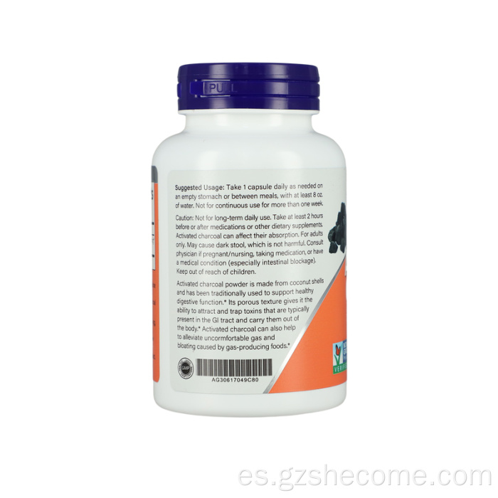 Soporte de desintoxicación de carbón activado cápsulas de carbón activadas